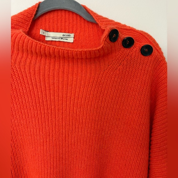 Acote Deep Orange Crewneck Alpaca Sweater - Picture 4 of 7